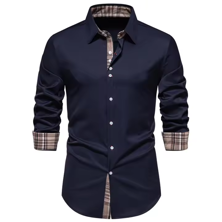 Camisa de Hombre a Cuadros Moda con Bloque de Colores para Primavera Arrivo Nuevo Manga Larga Casual para Fiesta Negocios Social - 1