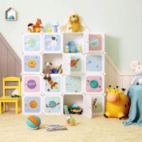 Armario Modular Infantil de 15 Cubos, Organizador Modular para niños, Estantes de Cubo de plástico, con Puertas, para Ropa, Zapatos, Juguetes, 153 x 31 x 153 cm, Azul LPC902Q01 - details 16