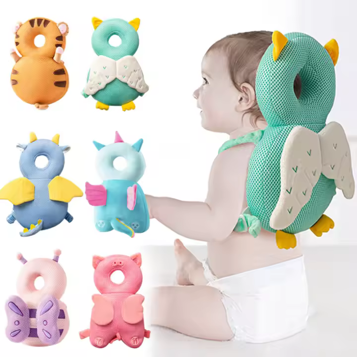 Protector de cabeza de bebé 1-3T, cojín de seguridad para evitar daños en la espalda, almohada de seguridad de dibujos animados de Angel Bee - 1