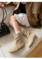 Interior aumento de altura retro heap botas mujer otoño invierno plisado western cowboy botas slim botines - details 6