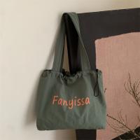 Bolsos de mano coreanos simples con cordón, bolso de compras ligero de gran capacidad, bolso de hombro informal con letras de diseñador para mujer - details 8