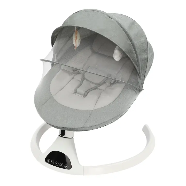 Cuna eléctrica con Bluetooth, mecedora con mando a distancia para bebés de 0 a 12 meses con rodamiento de 0 a 12 kg/0-26,46 lb con 5 amplitudes de columpio - 1