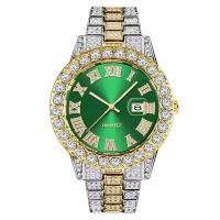 Reloj de hombre estilo hip-hop con esfera grande, calendario y diamantes. - details 6