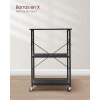 Estantería de Cocina con Ruedas, Carrito de Servicio de 3 Niveles, Estantería para Microondas, Horno, Tostadora, Marco de Metal con 6 Ganchos, Marrón Rústico y Negro - details 16