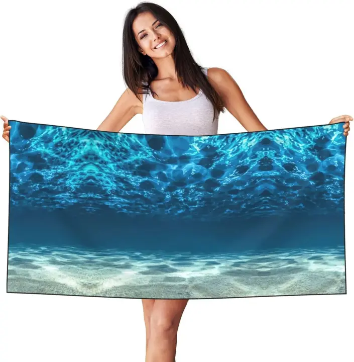 Toallas de camping con estampado de océano para hombres y mujeres, piscina, baño, natación, yoga, toallas absorbentes de spa - 1