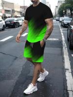 Nueva ropa deportiva con estampado 3D para hombre, conjunto de fitness, traje para correr, camiseta informal + conjunto de pantalones cortos, ropa deportiva transpirable para correr, traje a rayas - details 4