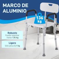 Silla de Ducha Antideslizante para Ancianos y Discapacitados Altura Ajustable, Carga de 136kg, Reposabrazos Regulables - details 4