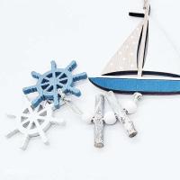 Colgante de decoración para colgar en la pared de barco de peces pequeños de madera de estilo marino, regalos creativos, artesanías de viento oceánico, decoración del hogar - details 5
