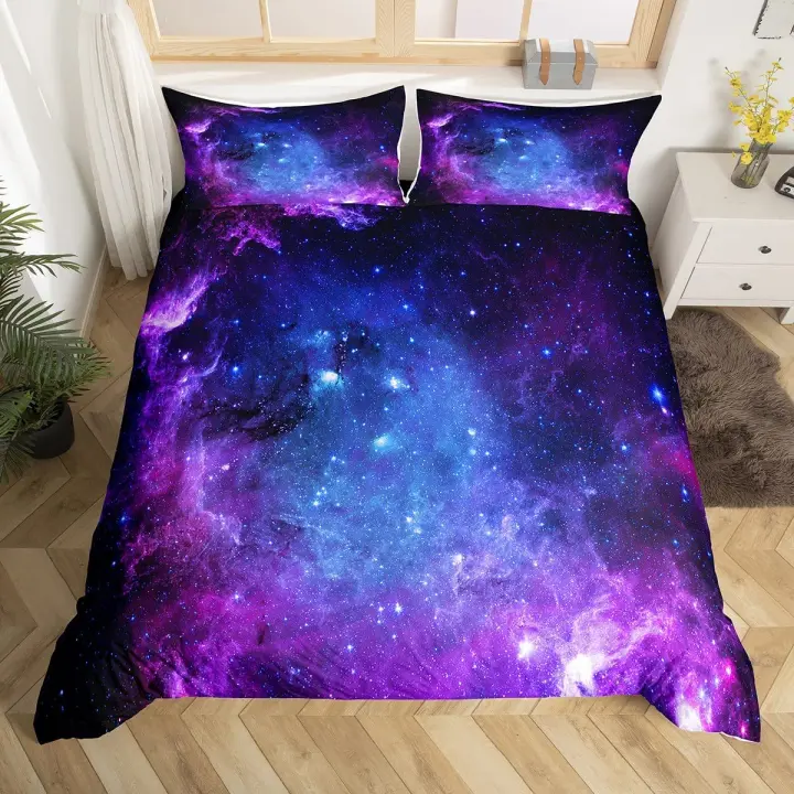 Juego de Cubierta de Edredón de Galaxia Conjunto de Cama de Estrellas para Niños y Adolescentes - 1