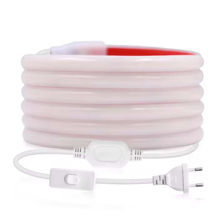 Tira de luces LED COB superbrillante, lámpara Flexible para exteriores, cinta LED impermeable con interruptor, enchufe de la UE, 220V, RA90, 240LED/m - 1