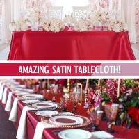 Vino rojo imitación seda satén boda sólido Rectangular banquete Rable té mantel mantel - details 6