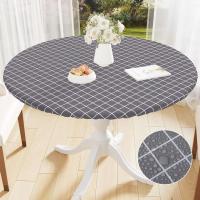 Olanli Redonda Mesa de comedor de cocina de boda marroquí impermeable y resistente al calor mantel de PVC de 60 pulgadas - details 11