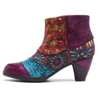 Zapatos de mujer europeos y americanos, botas de mujer de moda con bordado Retro, botas de tacón alto con bordado bohemio - details 1