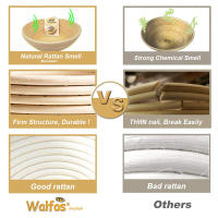 Walfos Cestas de fermentación de masa de ratán natural Cesta de prueba de pan de mimbre Baguette de campo Banneton de masa de pan francés - details 1