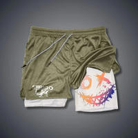Pantalones Cortos de Fitness de Doble Capa Secado Rápido Diseño de Cara Sonriente - details 3