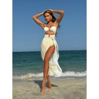 Sexy sin mangas Halter de Color sólido Sexy malla Vestido largo de tres piezas de traje de baño Bikini para mujer - details 2