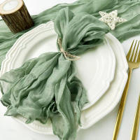 Servilleta de gasa verde salvia, mantel individual para mesa, comedor, boda, fiesta, banquete, Navidad, arcos, decoración de pasteles, 6 uds. - details 0
