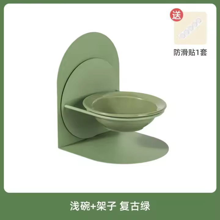 Cuenco elevado inclinado para gatos de interior, cuenco de cerámica elevado para comida para gatos con soporte de Metal, cuenco antideslizante y antiderrames para comida para mascotas para gatos - 1