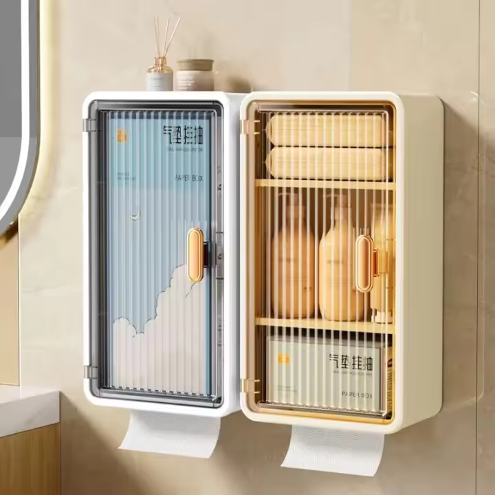Estante multifuncional para artículos de tocador, pañuelo impermeable para baño montado en la pared, organizador de champú - 1