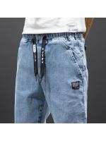 Pantalones Cargo Harem Para Hombre Negro Azul Estilo Callejero Primavera Verano Denim Midweight Cierre Con Cordón Talla Grande Hasta 8XL - details 6