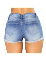 Pantalones cortos de mezclilla de verano para mujer, pantalones cortos ajustados con agujeros rasgados - details 5