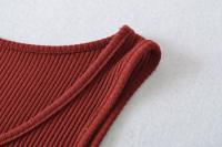 Vestido de Verano Elegante Estilo Europeo Americano Cuello Redondo Falda Elástica de Punto - details 8