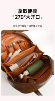 Bolsa de maquillaje Vintage de cuero encerado para mujer, gran capacidad, moderna, de alta gama, bolsa de almacenamiento portátil para el cuidado de la piel, novedad de 2025 - details 11