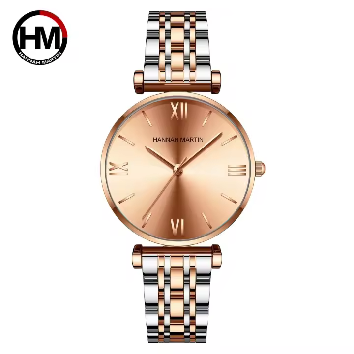 Reloj de Cuarzo Casual de Oro Roso para Damas Correa de Acero Inoxidable - 1