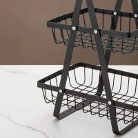 Organizador del segundo piso, cesta de frutas y verduras, soporte desmontable para cosméticos de baño, estante de iluminación de cocina - details 9