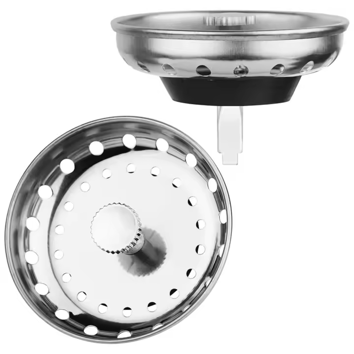 Colador de drenaje para fregadero de cocina, combo de tapón para fregadero estándar de 3-1/2 pulgadas, cesta coladora de fregadero de acero inoxidable, 2 uds. - 1