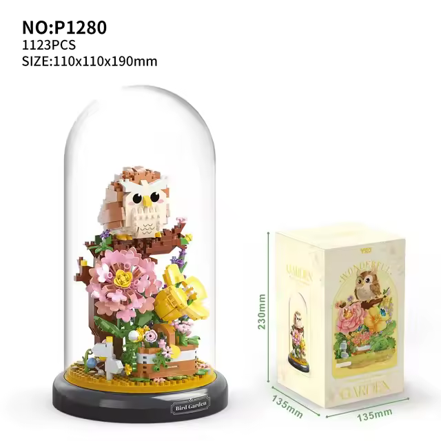 Ramo de flores eternas de Panda para niños y niñas, Mini construcción, ensamblaje de bloques de animales, juegos de rompecabezas, juguete para niños de 6 a 12 años - 1