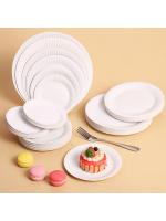 Set Disposable Paper Plate White DIY Birthday Party Decoration Dining Plate Nordic Minimalist Tableware Set - details 1