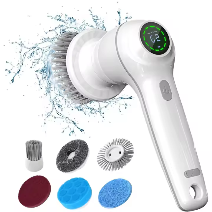 Cepillo de Limpieza Eléctrico Cepillo Giratorio con 7 Cabezas para Hogar, Baño, Azulejos, Cocina, Automóviles 2500mA - 1