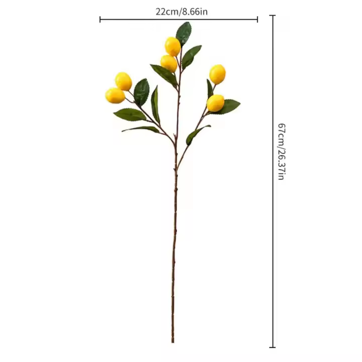 Rama de limón Artificial de lujo, árbol frutal de simulación de plástico elegante, fruta de limón Artificial hecha a mano para interiores y exteriores - 1