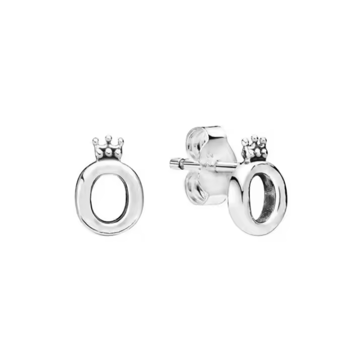Pendientes ovalados de plata de ley 925 con detalle de corona, adecuados para mujer, regalo de graduación - 1