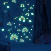 Pegatinas de Dibujos Animados de Arcoíris Iluminadas Brillan en la Oscuridad, Corazón de Nubes, Decoración DIY para Habitación de Bebé - details 8
