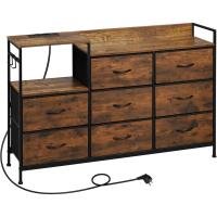 Cajonera para armario, cómoda dormitorio 8 cajones de tela, estantes de madera, cómoda de salón, cajas organizadoras, estructura metálica, estilo industrial - details 0