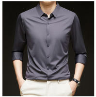 Camisa de manga larga elástica sin arrugas para hombre Ropa de negocios informal Color sólido - details 4