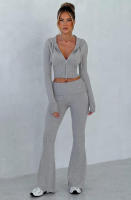 Conjunto de dos piezas de moda para mujer, Top con capucha, pantalones informales, ajustados, primavera - details 1