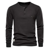 Camiseta AIOPESON Waffle Henley para hombre, camisetas básicas transpirables de manga larga para hombre, camisetas nuevas de otoño de Color sólido para hombre - details 9