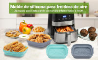 Accesorios de Silicona para Freidora de Aire y Microondas Utensilios de Cestas Cuadradas Reutilizables para Cocina y Comedor - details 0