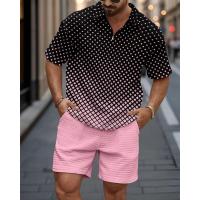 Conjunto de camisa y pantalones cortos con cremallera de un cuarto y cuello vuelto para hombre de tendencia de verano - details 2