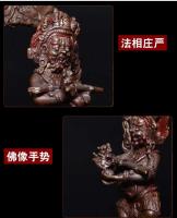 Estatua de Mahagala de dos armados, adorno de práctica de estatua de Buda de cobre puro tántrico tibetano hecho a mano de Nepal, tamaño pequeño - details 3