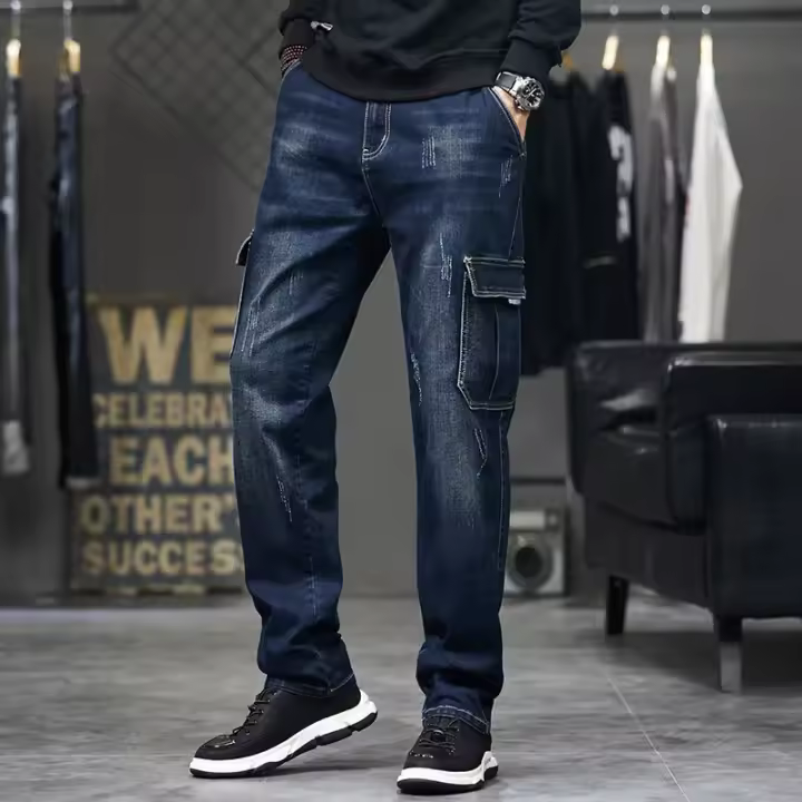 Jeans Cargo para Hombres Pantalones de Denim de Estilo Suelto con Múltiples Bolsillos - 1