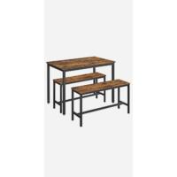 Mesa de Comedor de Estilo Rústico Marrón-Negro 70 x 110 x 77 cm Ideal para 4 Personas - details 8
