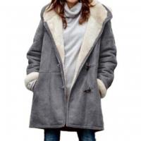 Top de chaqueta de terciopelo cálido de Invierno para mujer，Añadir abrigo de bolsillo con Cuello de piel de Cachemira - details 1