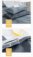 Juego de cama a cuadros, funda de edredón, sábana y funda de almohada, tamaño doble, queen y king, Simple, 3/4 - details 10
