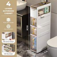 Mueble auxiliar de baño con ruedas y cajones. Gabinete de Almacenamiento Estrecho. Armario Lateral Impermeable para Toallas de Baño. Armario auxiliar de baño. Cajonera móvil. - details 1