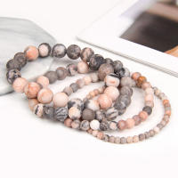Pulsera de Piedra Mineral Zebra Rosa Frostada Natural Hecha a Mano Joyería de Meditación de Yoga - details 4