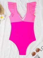 2025 Ztvitality traje de una pieza con cruz hueca y volantes lisos, traje de baño para mujer, ropa de playa - details 2
